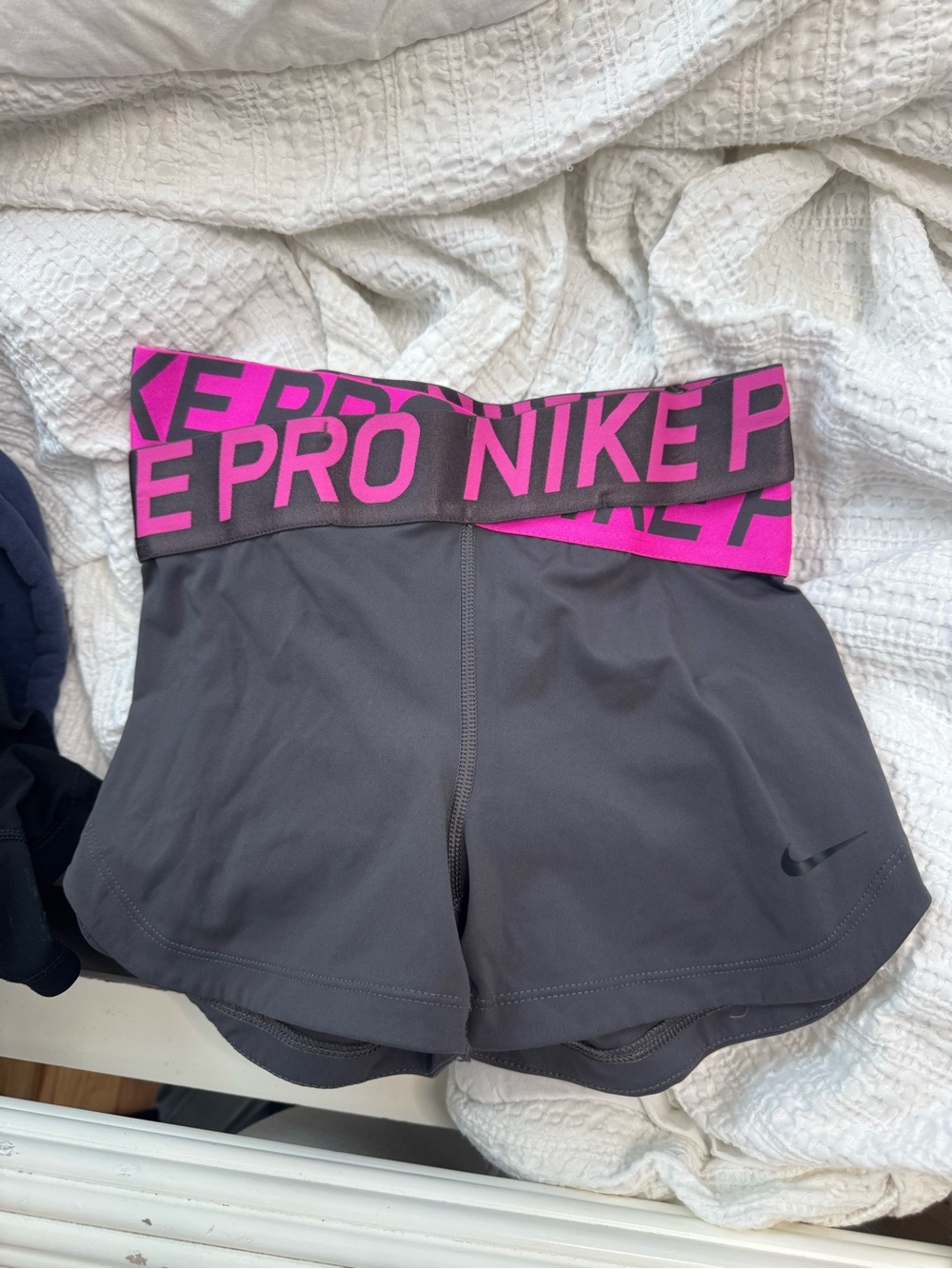 Nike Women's Gray and pink Athletic Shorts crossover Waistband